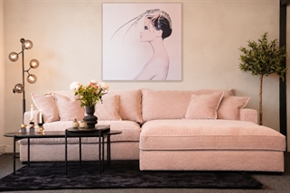 Chelsey flamingo fløjl flydersofa | 3 personers sofa | Small